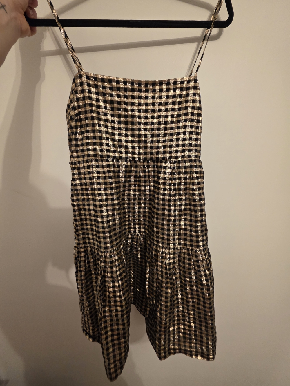 J. Crew Black and Gold Mini Dress
